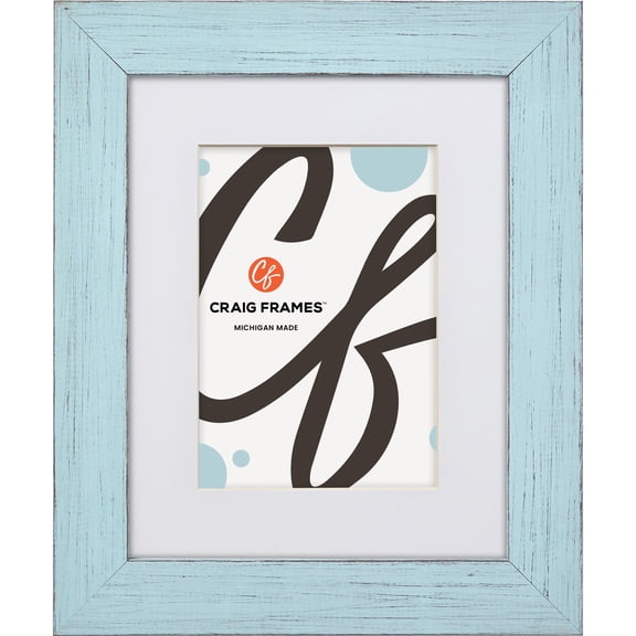 Craig Frames Jasper, 5x7 inch Country Sky Blue Picture Frame Matted for a 4x6 Photo