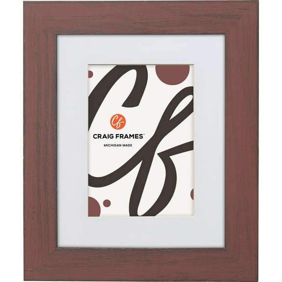 Craig Frames Jasper, 8.5x11 inch Country Faded Red Picture Frame Matted for a 6x9 Photo