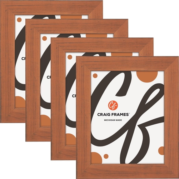Craig Frames Jasper, 8.5x11 inch Picture Frame, Country Bourbon Orange, Set of 4