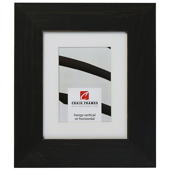 Craig Frames Jasper Wide, 10x13 inch Country Charcoal Black Picture Frame Matted for a 7x10 Photo