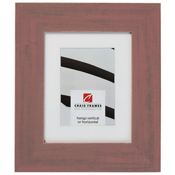 Craig Frames Jasper Wide, 14x20 inch Country Weathered Red Picture Frame Matted for a 11x17 Photo