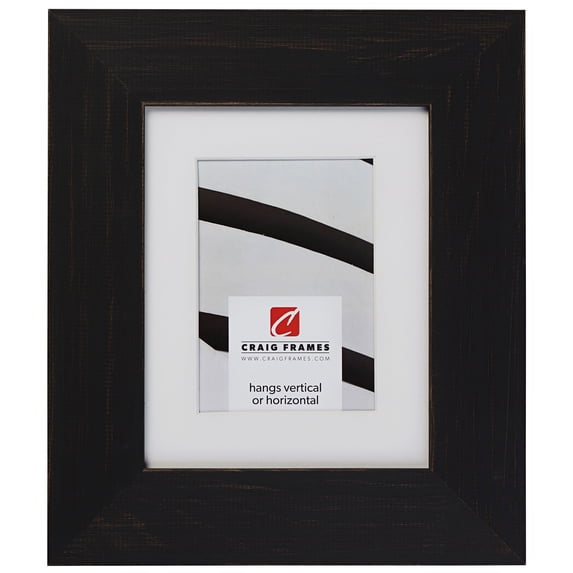 Craig Frames Jasper Wide, 19x25 inch Country Charcoal Black Picture Frame Matted for a 14x20 Photo