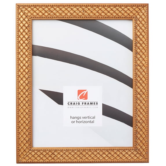 Craig Frames Lenox, 8x12 inch Picture Frame, Antique Gold Solid Wood