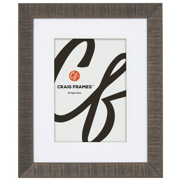 Craig Frames Linear, 14x20 Picture Frame Matted for an 11x17 Photo, Aged Bronze