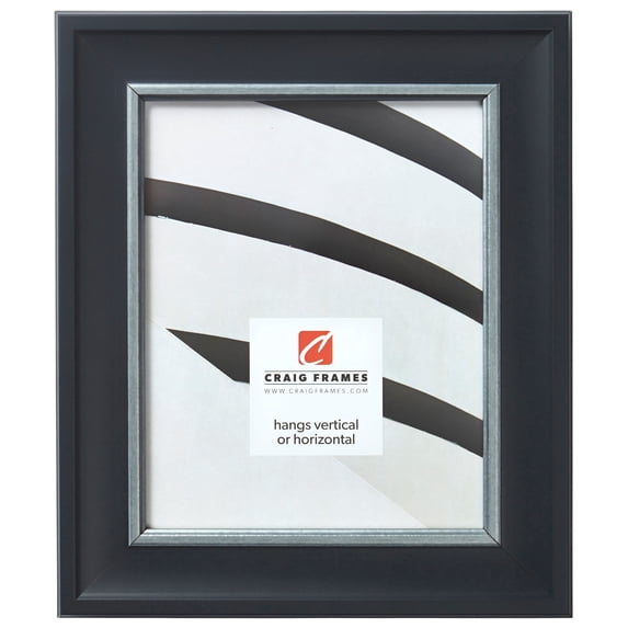 Craig Frames Martin, 11x14 inch Picture Frame, Black Velvet and Silver