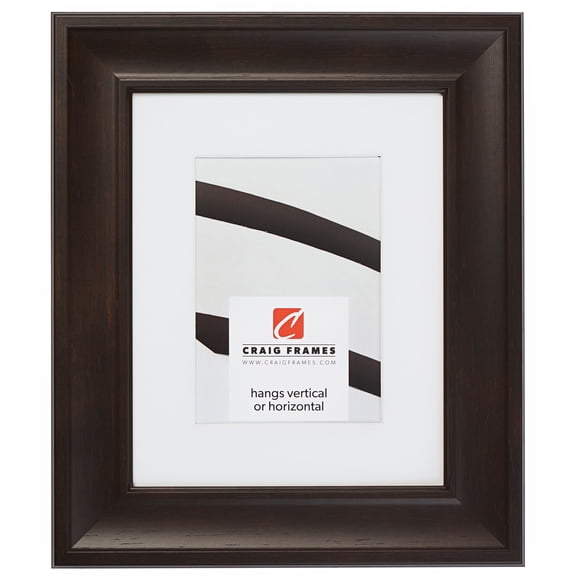 Craig Frames Martin, 12x18 inch Dark Walnut Brown Picture Frame Matted for a 10x13 Photo
