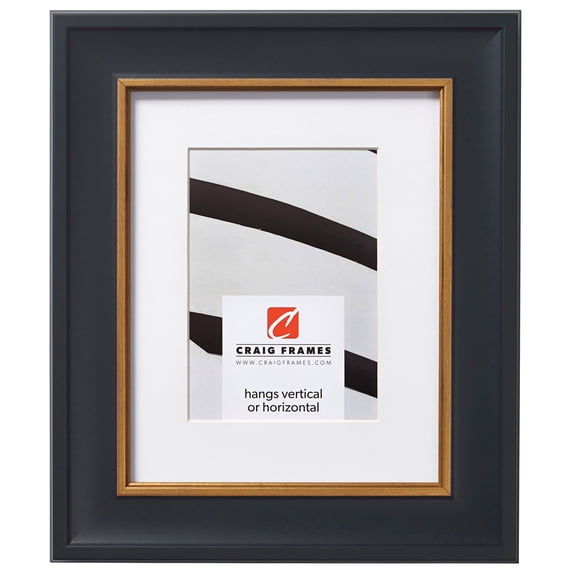 Craig Frames Martin, 17x22 inch Black and Gold Picture Frame Matted for a 13x19 Photo
