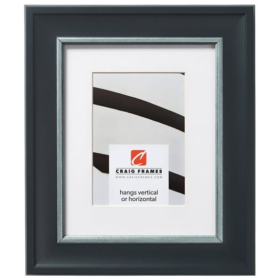 Craig Frames Martin, 18x36 inch Black and Silver Picture Frame Matted for a 14x32 Photo