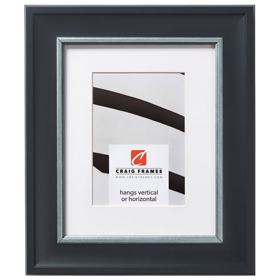 Craig Frames Martin, 20x24 inch Black and Silver Picture Frame Matted for a 16x20 Photo