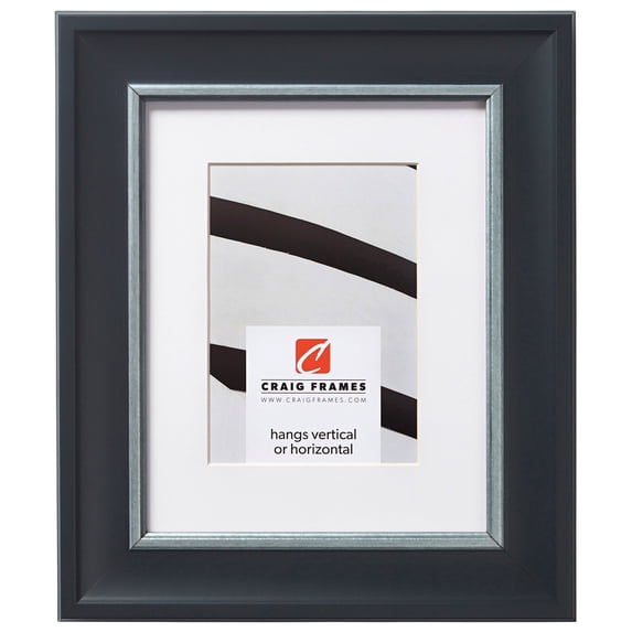Craig Frames Martin, 22x28 inch Black and Silver Picture Frame Matted for an 18x24 Photo