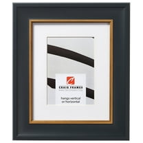 Craig Frames Martin, 8x10 inch Black and Gold Picture Frame Matted for a 5x7 Photo