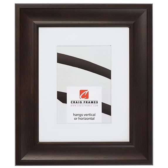 Craig Frames Martin, 8x10 inch Dark Walnut Brown Picture Frame Matted for a 5x7 Photo