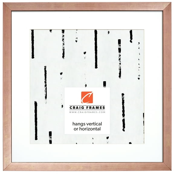 Craig Frames Milano, 12x12 inch Picture Frame Matted for a 9x9 Photo, Rose Gold