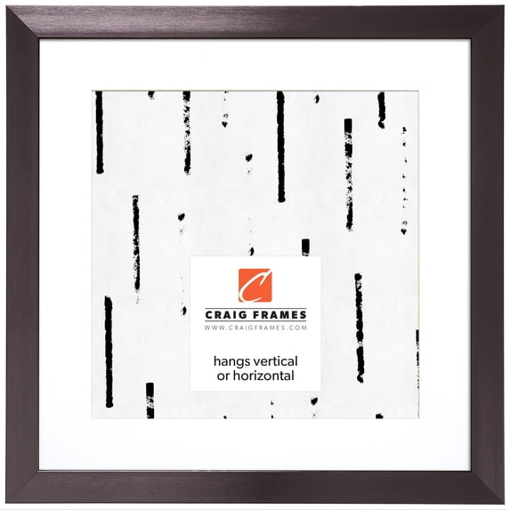 Craig Frames Modern Aesthetics 125, 12x12 inch Picture Frame Matted for a 9x9 Photo, Charcoal