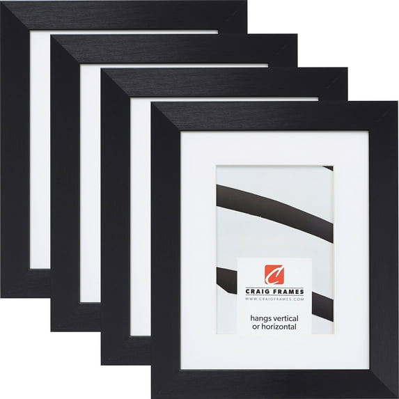 Craig Frames Modern Aesthetics 125, 12x36 inch Picture Frame Matted for a 8x32 Photo, Black, Set of 4