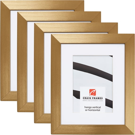Craig Frames Modern Aesthetics 125, 13x19 inch Picture Frame Matted for a 9x13 Photo, Gold, Set of 4