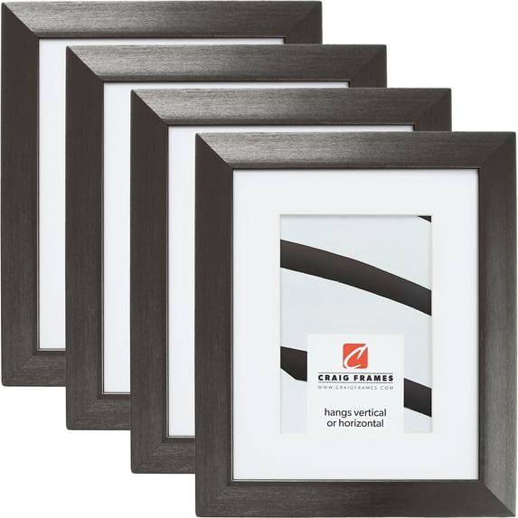 Craig Frames Modern Aesthetics 125, 14x22 inch Picture Frame Matted for a 11x17 Photo, Charcoal, Set of 4