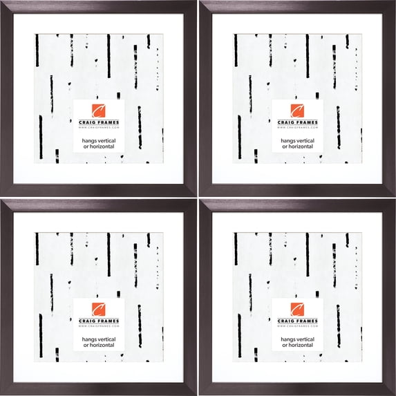 Craig Frames Modern Aesthetics 125, 16x16 inch Picture Frame Matted for a 12x12 Photo, Charcoal, Set of 4