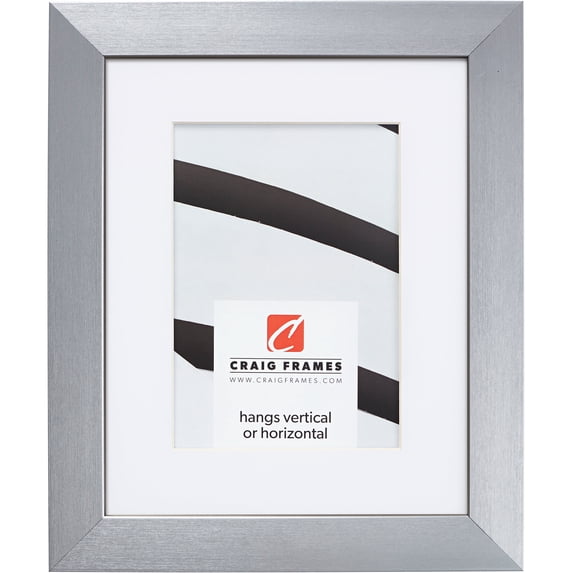 Craig Frames Modern Aesthetics 125, 16x20 inch Picture Frame Matted for a 11x14 Photo, Silver