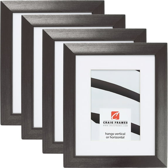 Craig Frames Modern Aesthetics 125, 16x24 inch Picture Frame Matted for a 12x18 Photo, Charcoal, Set of 4