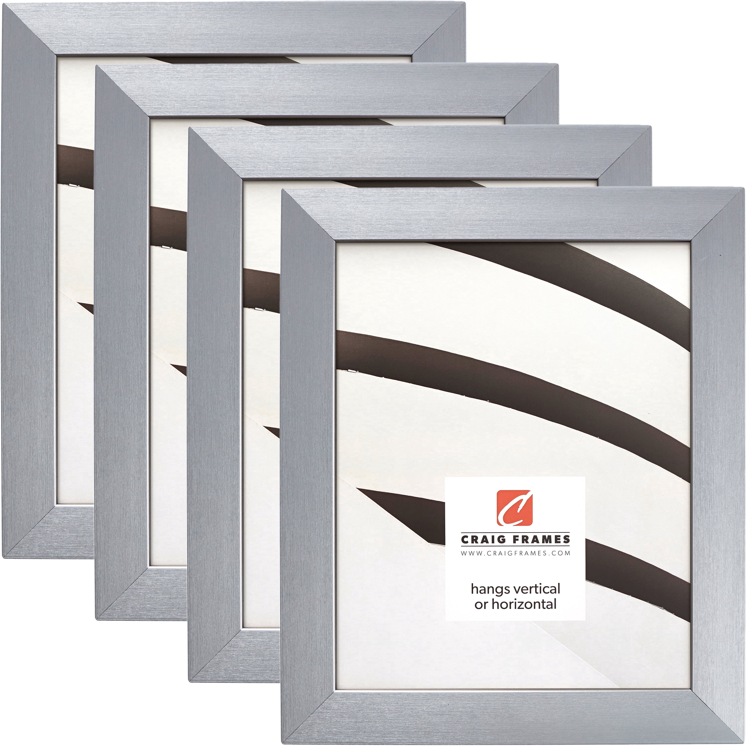 Craig Frames Modern Aesthetics 125, 18x24 inch Picture Frame, Silver, Set of 4