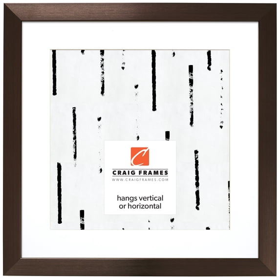 Craig Frames Modern Aesthetics 125, 20x20 inch Picture Frame Matted for a 16x16 Photo, Bronze