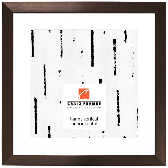 Craig Frames Modern Aesthetics 125, 20x20 inch Picture Frame Matted for a 16x16 Photo, Bronze