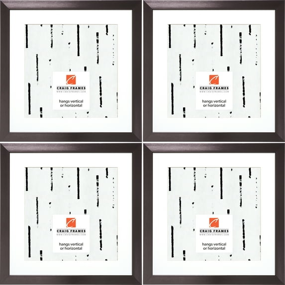 Craig Frames Modern Aesthetics 125, 20x20 inch Picture Frame Matted for a 16x16 Photo, Charcoal, Set of 4