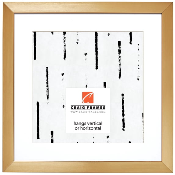 Craig Frames Modern Aesthetics 125, 20x20 inch Picture Frame Matted for a 16x16 Photo, Gold