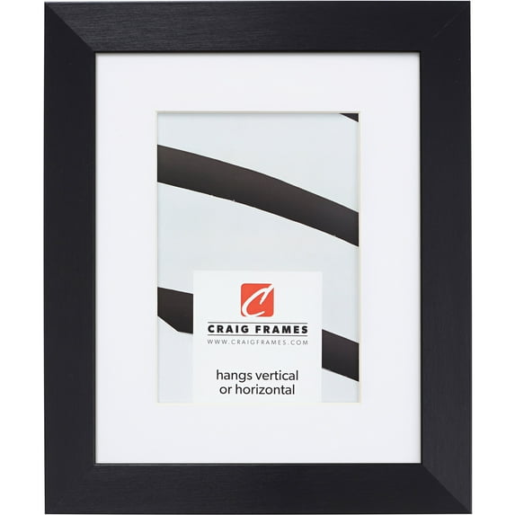 Craig Frames Modern Aesthetics 125, 20x27 inch Picture Frame Matted for a 16x24 Photo, Black