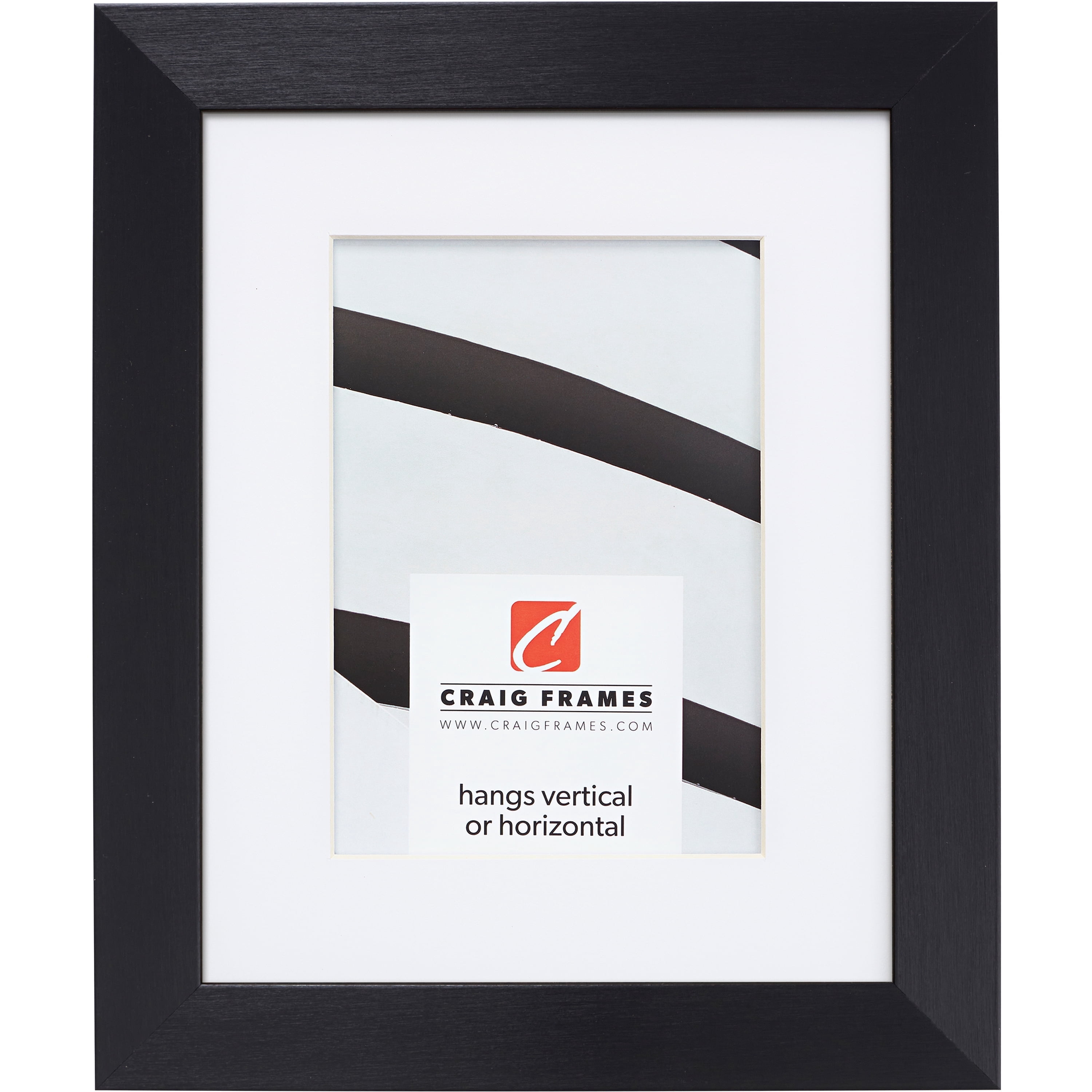Craig Frames Modern Aesthetics 125, 22x28 inch Picture Frame Matted for a 18x24 Photo, Black