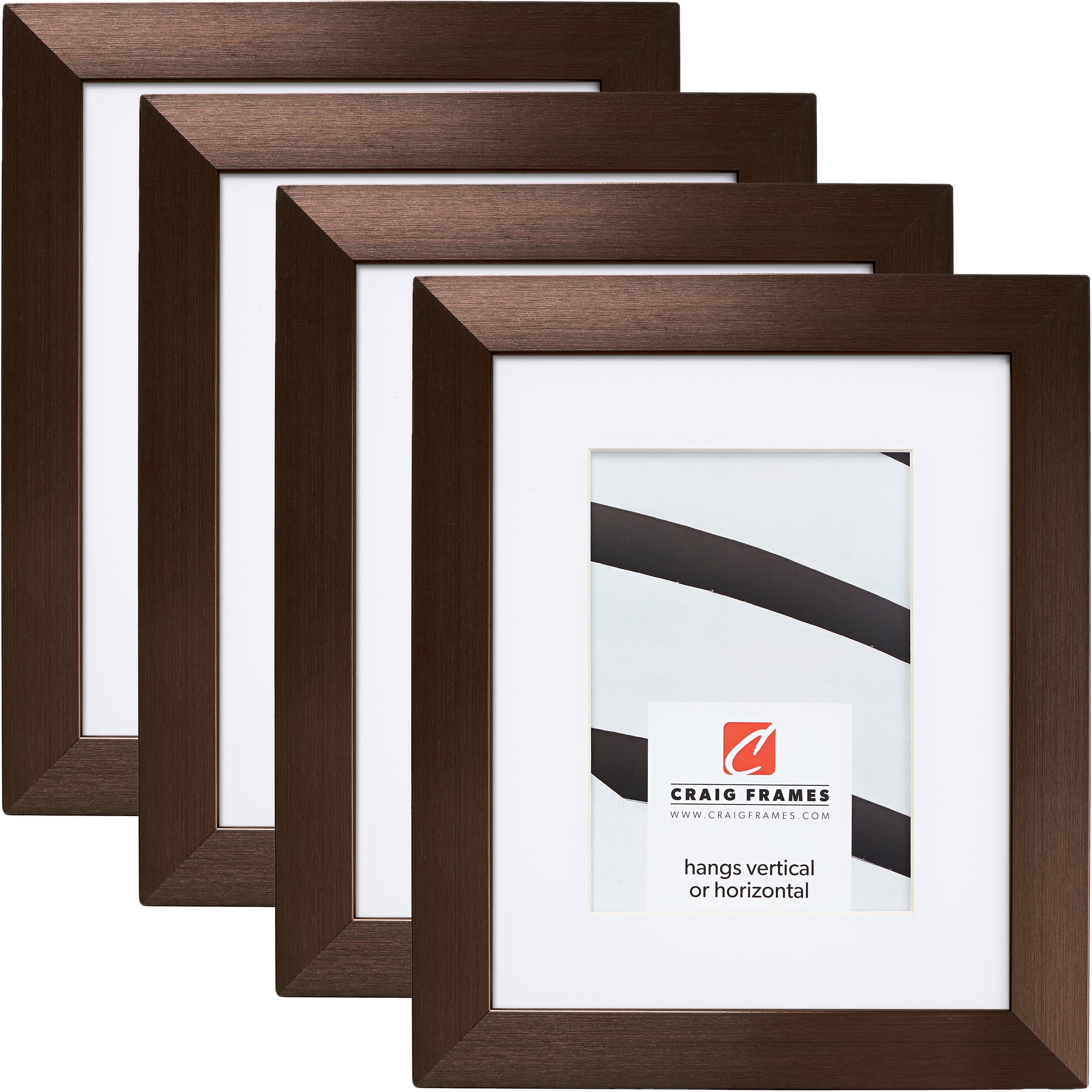 Craig Frames Modern Aesthetics 125, 22x28 inch Picture Frame Matted for a 18x24 Photo, Bronze, Set of 4