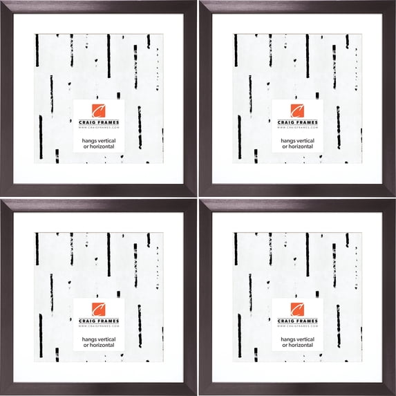 Craig Frames Modern Aesthetics 125, 24x24 inch Picture Frame Matted for a 20x20 Photo, Charcoal, Set of 4