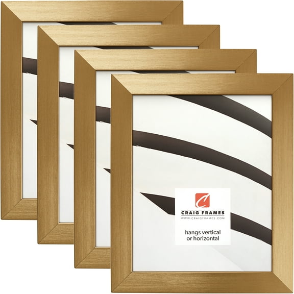 Craig Frames Modern Aesthetics 125, 4x10 inch Picture Frame, Gold, Set of 4