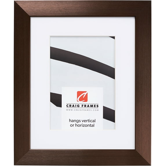 Craig Frames Modern Aesthetics 125, 8x12 inch Picture Frame Matted for a 5x7 Photo, Bronze