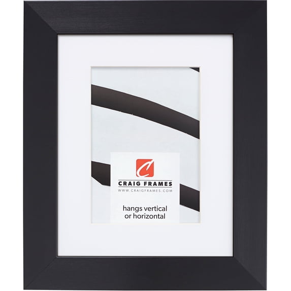 Craig Frames Modern Aesthetics 150, 10x12 inch Picture Frame Matted for a 8x10 Photo, Black