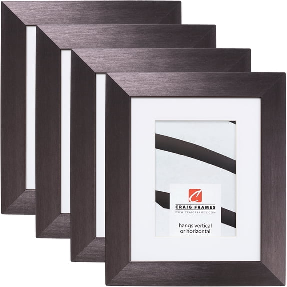 Craig Frames Modern Aesthetics 150, 10x13 inch Picture Frame Matted for a 7x10 Photo, Charcoal, Set of 4