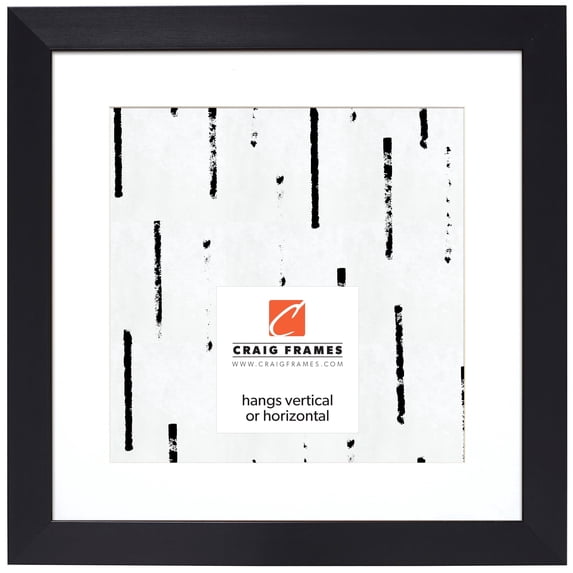 Craig Frames Modern Aesthetics 150, 12x12 inch Picture Frame Matted for a 9x9 Photo, Black