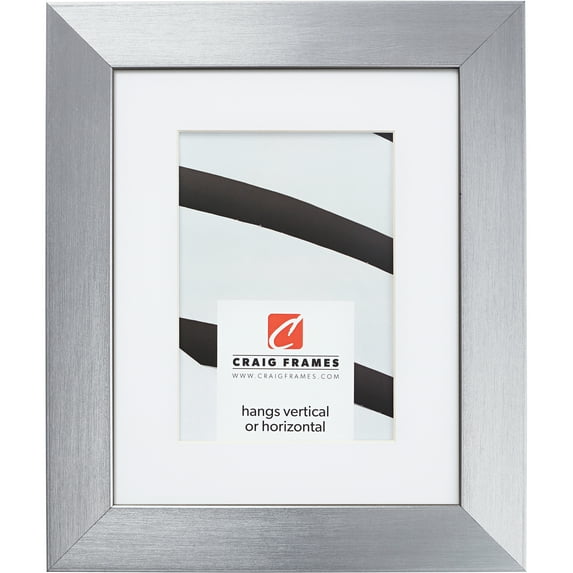 Craig Frames Modern Aesthetics 150, 12x18 inch Picture Frame Matted for a 10x13 Photo, Silver
