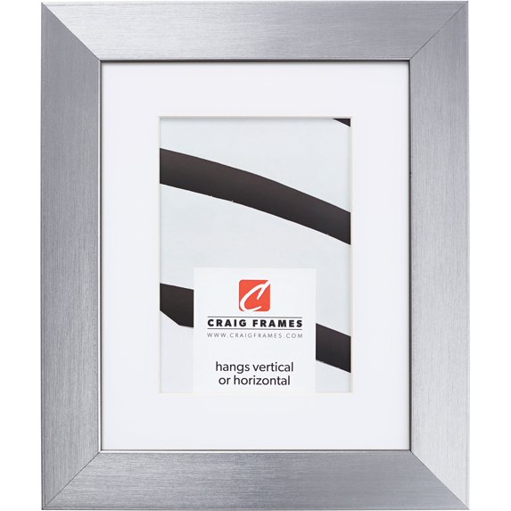 Craig Frames Modern Aesthetics 150, 12x36 inch Picture Frame Matted for a 8x32 Photo, Silver
