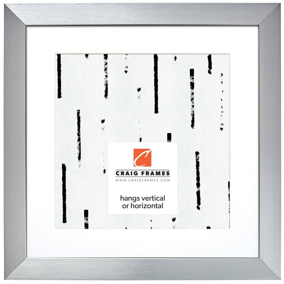 Craig Frames Modern Aesthetics 150, 16x16 inch Picture Frame Matted for a 12x12 Photo, Silver