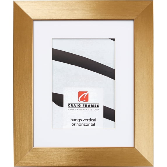 Craig Frames Modern Aesthetics 150, 18x36 inch Picture Frame Matted for a 14x32 Photo, Gold