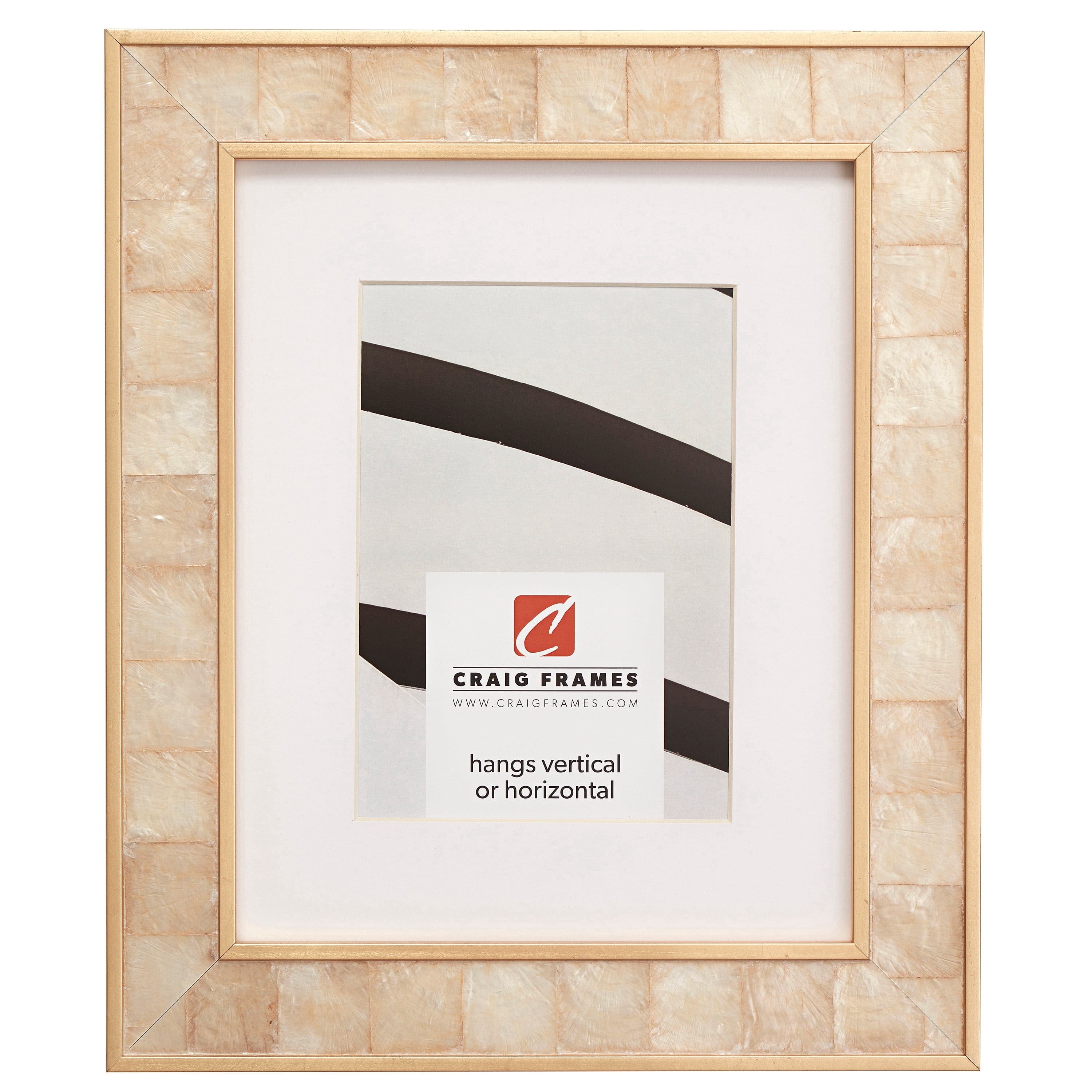 Craig Frames Opulence, 22x28 inch Gold Mother of Pearl Picture Frame Matted for a 18x24 Photo