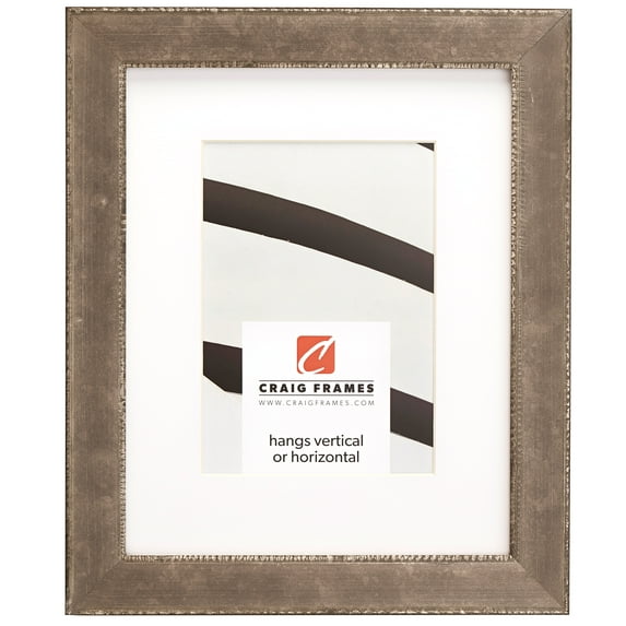 Craig Frames Patina 125, 16x24 inch Silver and Black Picture Frame Matted for a 12x18 Photo