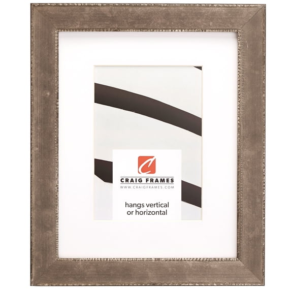 Craig Frames Patina 125, 8x10 inch Silver and Black Picture Frame Matted for a 5x7 Photo
