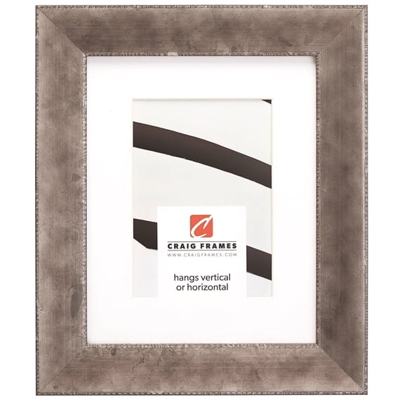 Craig Frames Patina 175, 5x7 inch Silver and Black Picture Frame Matted for a 4x6 Photo