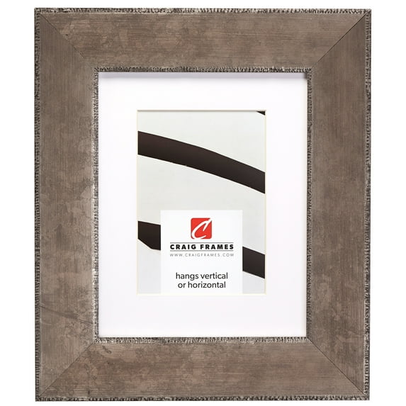 Craig Frames Patina 225, 10x12 inch Silver and Black Picture Frame Matted for a 8x10 Photo