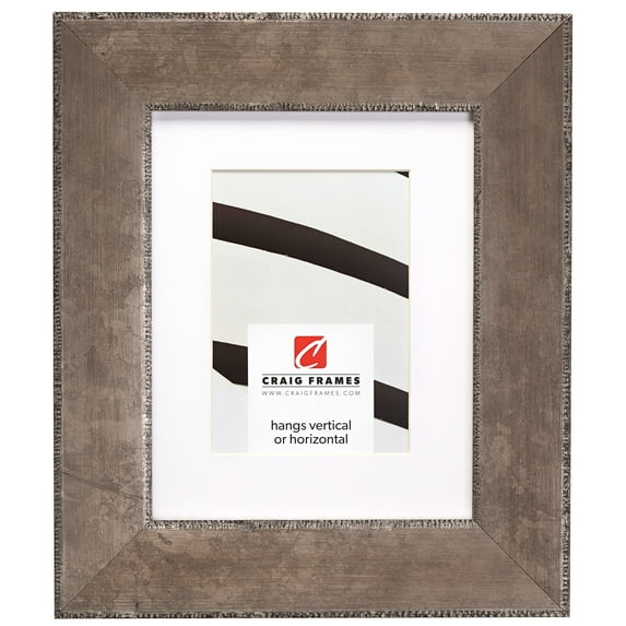 Craig Frames Patina 225, 12x12 inch Silver and Black Picture Frame Matted for a 9x9 Photo