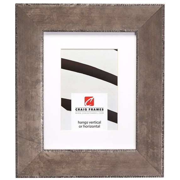 Craig Frames Patina 225, 8x12 inch Silver and Black Picture Frame Matted for a 5x7 Photo