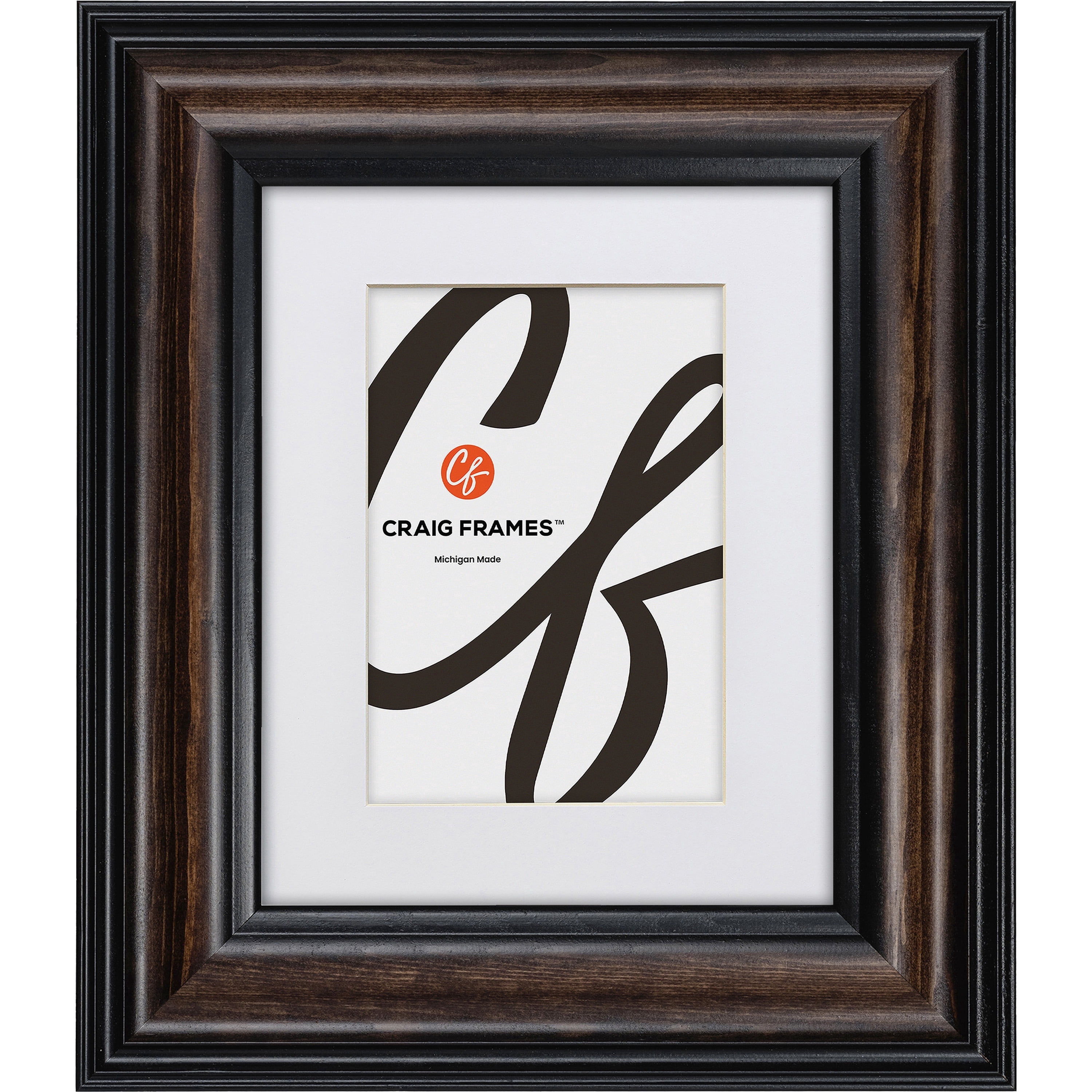 Craig Frames Potomac, 5x7 inch Walnut Brown Tabletop Picture Frame Matted for an 4x6 Photo
